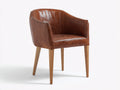 Esszimmerstühle aus Massivholz und Kunstleder 58x61x82 cm - Cognacbraun-Naturfarben - Gepolsterter Armlehnstuhl im modernen Vintage-Stil für Esszimmer und Küche