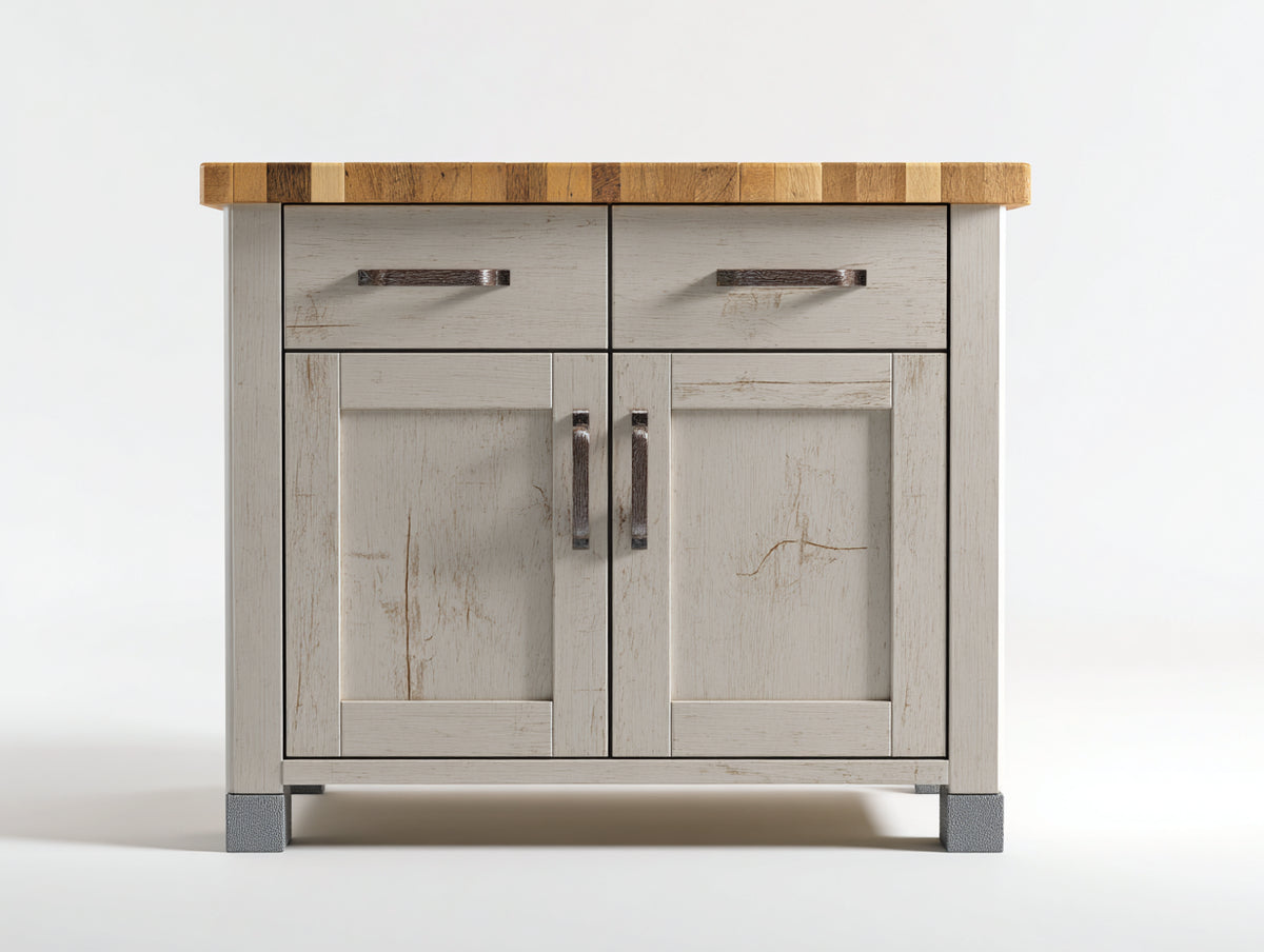 Sideboards aus Holz 120x40x85 cm - Weiß Naturholz - Aufbewahrungsmöbel mit Schubladen und Türen für Esszimmer