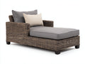 Sonnenliege aus Polyrattan 165x90x82 cm Braun-Grau mit Armlehnen und gepolsterter Liegefläche