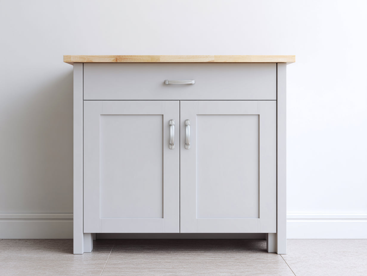 Sideboards aus Holzwerkstoff 90x40x90 cm Grau-Natur mit 2 Türen und 1 Schublade