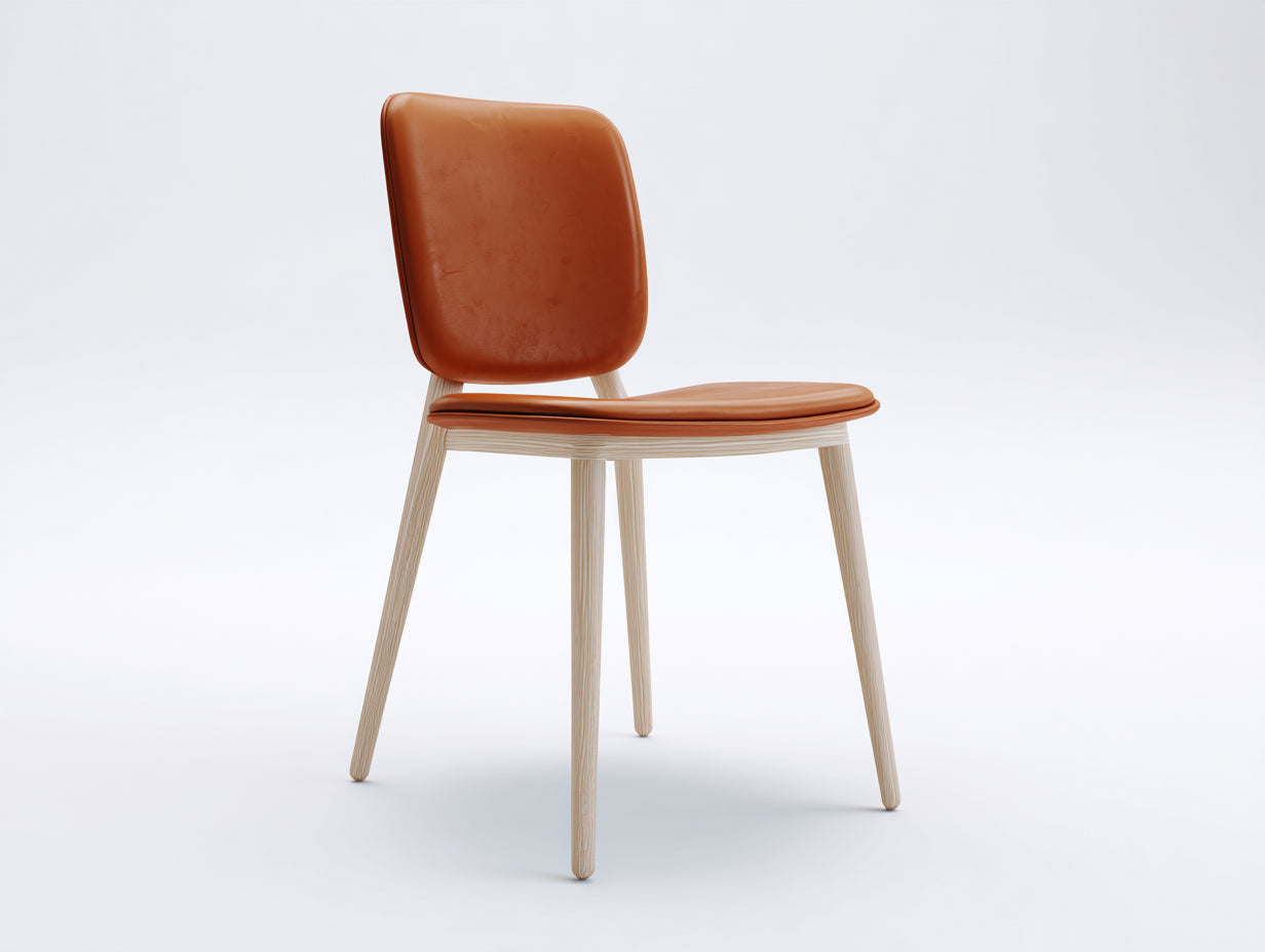 Esszimmerstühle aus Holz 50x55x83 cm - Natur-Cognacbraun - gepolsterter Sitz und Rückenlehne