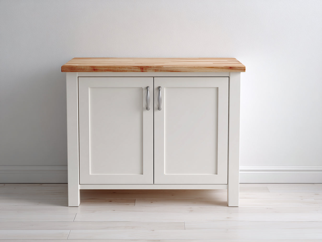 Sideboards aus Holz 120x40x80 cm - Weiß Naturholz - Modernes Aufbewahrungsmöbel für Wohnzimmer und Esszimmer