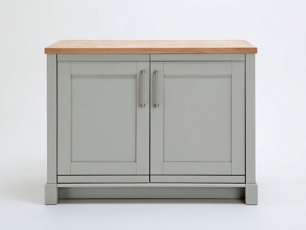 Sideboard aus Holz mit 120 x 40 x 90 cm - Graue Oberfläche mit zwei Türen und Holzabdeckung - Modernes Design für Esszimmer und Wohnbereich