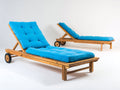 Sonnenliege 2er-Set aus Holz 200x70x95 cm Natur-Blau mit verstellbarer Rückenlehne und Rollen