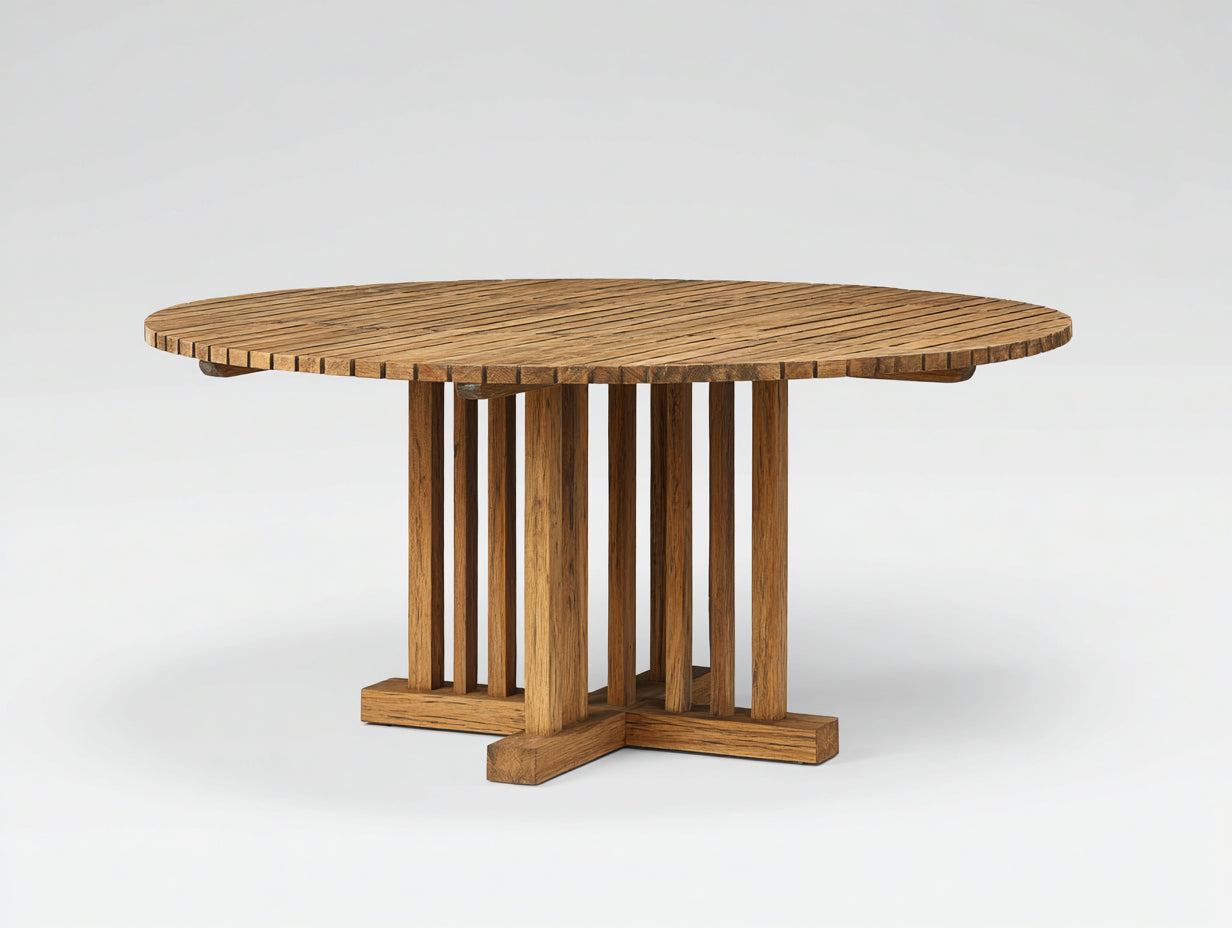 Gartentisch aus Holz 140x140x75 cm - Naturholz - Runder Esstisch für Garten Terrasse und Außenbereich