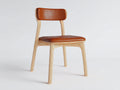 Esszimmerstühle aus Holz 52x56x82 cm - Natur-Cognacbraun - gepolsterter Sitz und Rückenlehne