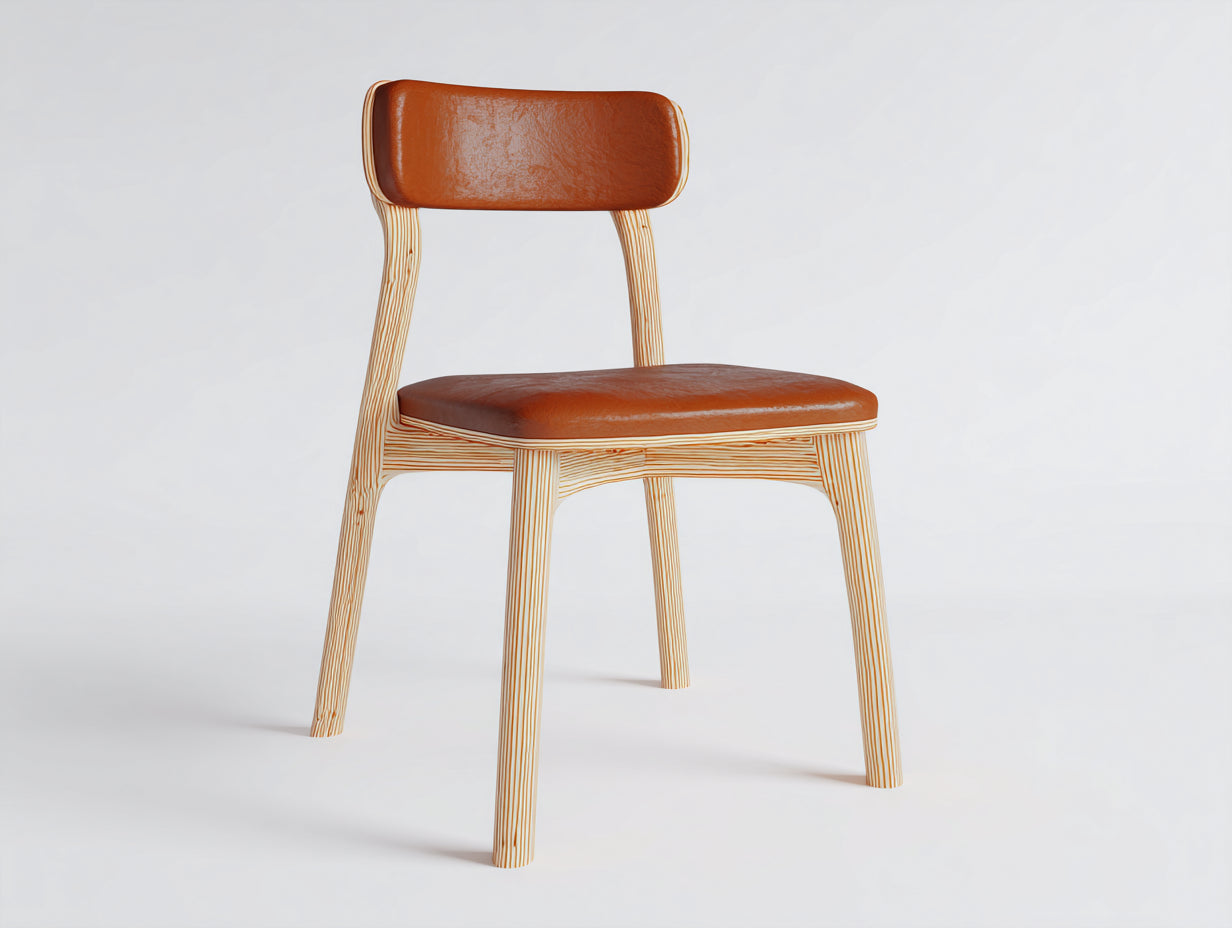 Esszimmerstühle aus Holz 52x56x82 cm - Natur-Cognacbraun - gepolsterter Sitz und Rückenlehne