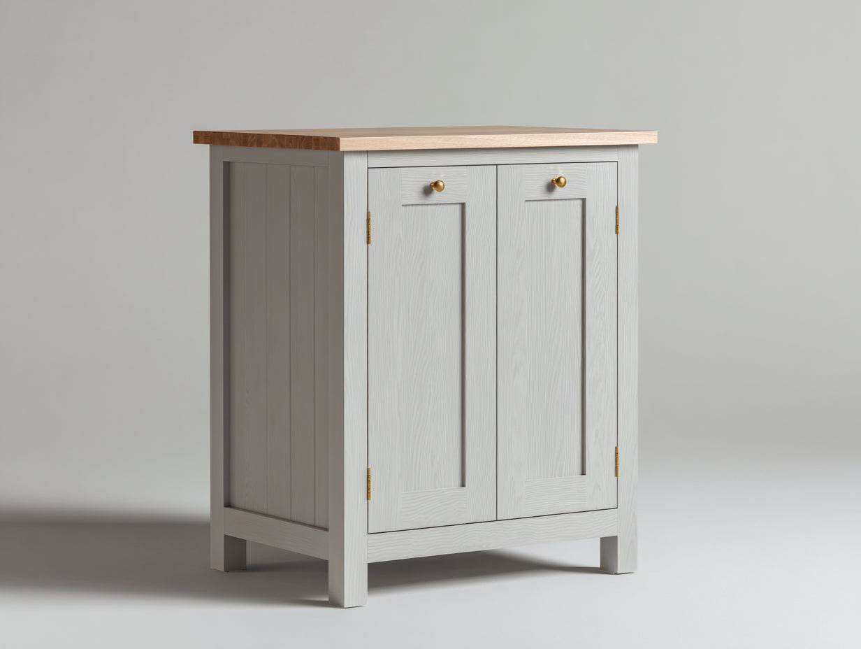 Sideboards aus Holz 100x40x85 cm - Weiß Naturholz - Aufbewahrungsmöbel mit zwei Türen im modernen Stil