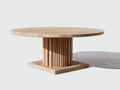 Gartentisch aus Holz 140x140x76 cm - Natur - runde Tischplatte mit Lamellensockel