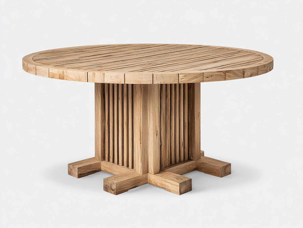 Gartentisch aus Holz 120x120x75 cm - Naturholz - Runder Esstisch für Garten und Terrasse