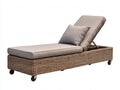 Sonnenliege aus Polyrattan und Metall 205x72x96 cm - Braun-Grau - Verstellbare Gartenliege mit Rollen und gepolsterter Liegefläche im modernen Stil für Garten und Terrasse