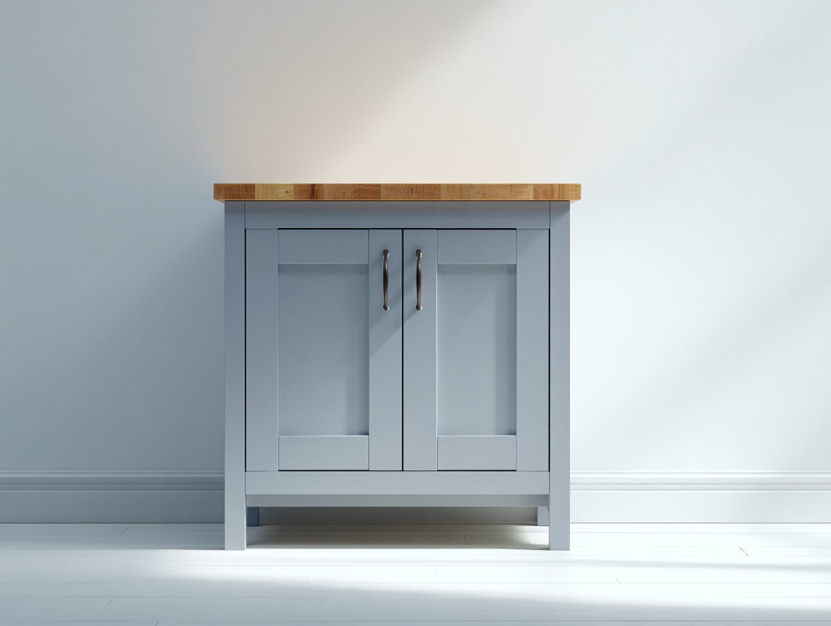 Sideboard aus Holz mit 100 x 40 x 90 cm - Graue Oberfläche mit zwei Türen und Holzabdeckung - Modernes Design für Esszimmer und Wohnbereich