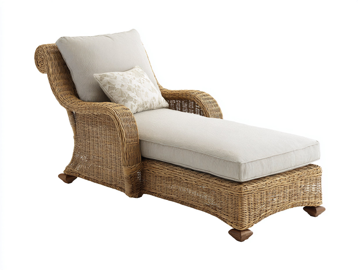 Sonnenliege aus Rattan mit 190 x 75 x 85 cm - Gartenliege für Terrasse Balkon und Außenbereich - Natürliches Design